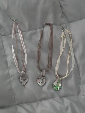 Handcrafted Multi-Strand Teardrop Pendant Necklace - Pink, Brown, Cream